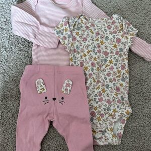 Charming Floral and Pink Kids Bodysuit Set